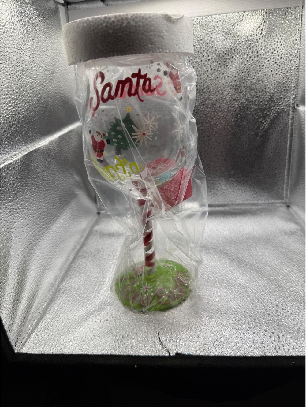 Lolita Love Santa Hand Painted Christmas Wine Glass